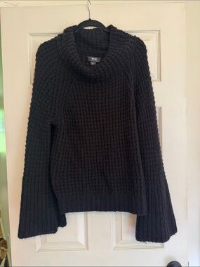 Anthropologie Black Chunky Cowl Neck Sweater